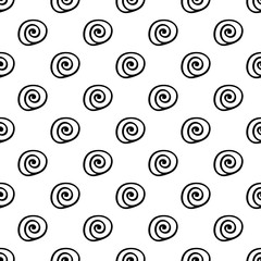 Abstract spiral shells fashion flat seamless vector pattern. Simplified retro illustration. Wrapping scrapbook paper background. Minimalistic style doodle. Element design, wallpaper, fabric printing.