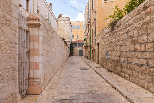 Empty street in Christian quarter of Jerusalem