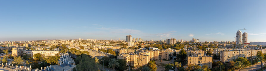 Fototapeta na wymiar Wide panorama of residential districts in Beer-Sheba
