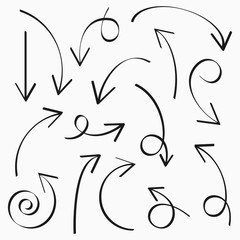 Hand drawn arrows set. Vector illustration.
