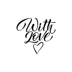 Fototapeta na wymiar Vector illustration. Hand drawn elegant modern brush lettering of Happy Valentines Day on hearts background. - Vector