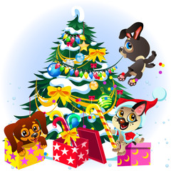 Cartoon sign we wish you merry christmas and happy new year