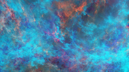 Fototapeta na wymiar Abstract surreal blue and orange clouds. Expressive brush strokes. Fractal background. 3d rendering.
