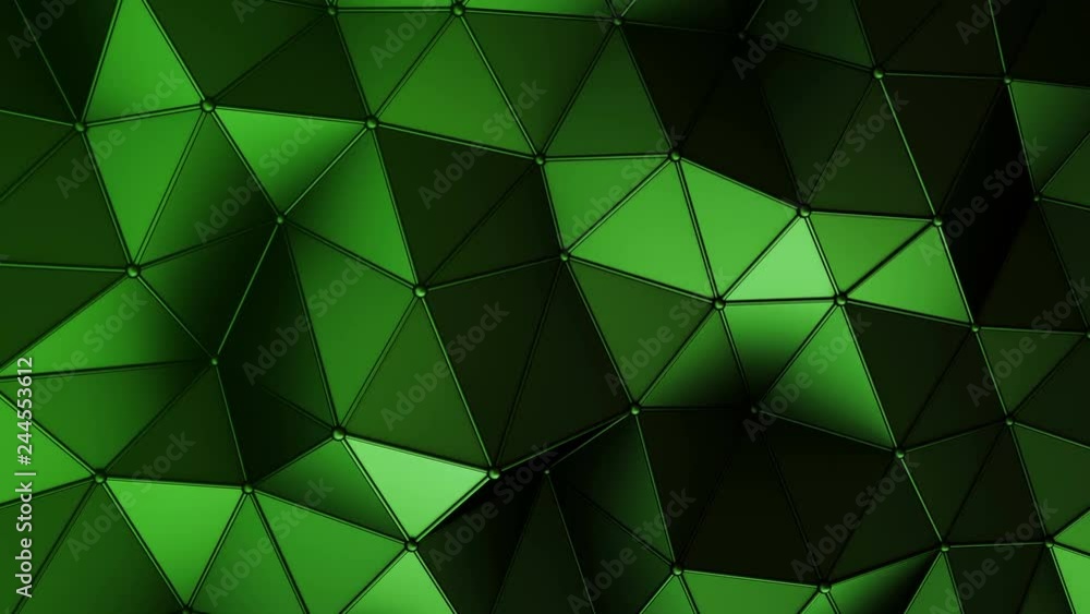 Poster futuristic dark green construction with lines and low poly shape. abstract 3d render of polygonal su