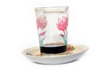 Glass of espresso white background