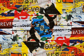 Random background collage paper typography texture on wall