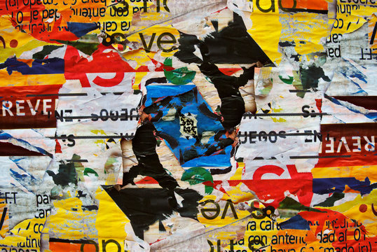 Random background collage paper typography texture on wall
