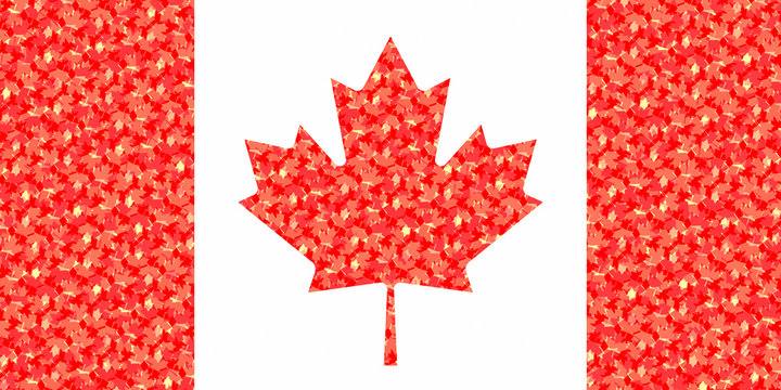 Creative image of the national flag of Canada. A pattern of maple leaves of Canada.