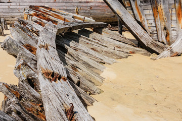  Shipwreck cemetery at the river Etel in Brittany. Magouer - Le Cimetiere de bateaux.  France