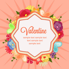 cute happy valentine with floral theme