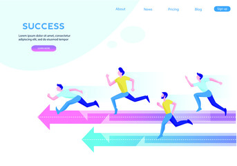 Business team  running to success. Concept business vector illustration