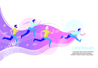 Business team  running to success. Concept business vector illustration