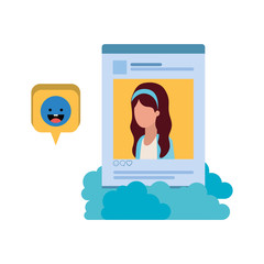 profile social network woman with speech bubble