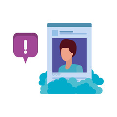 profile social network man with speech bubble