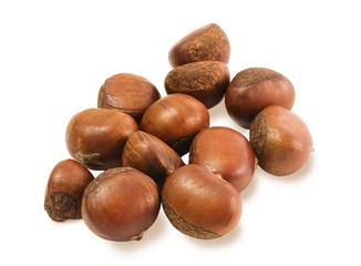 Delicious Roasted Chestnuts on White Background