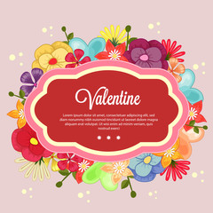cute template valentine with floral theme