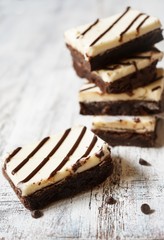Cheesecake brownies, selective focus