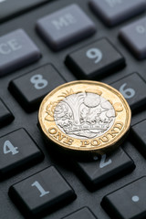 New British one pound coin in studio