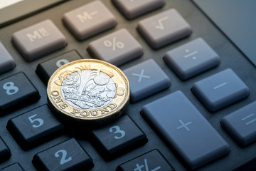 New British one pound coin in studio