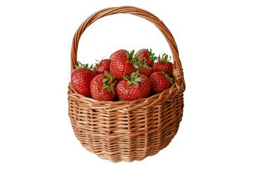 strawberries in a basket isolated on white