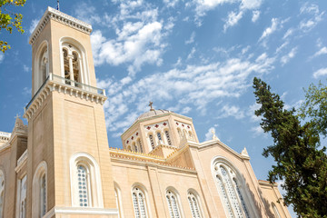 Fototapeta na wymiar Exterior Detail From Metropolitan Cathedral of Athens, Greece