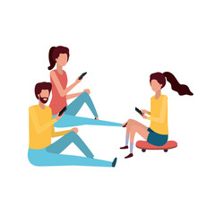 group of people with smartphone avatar character