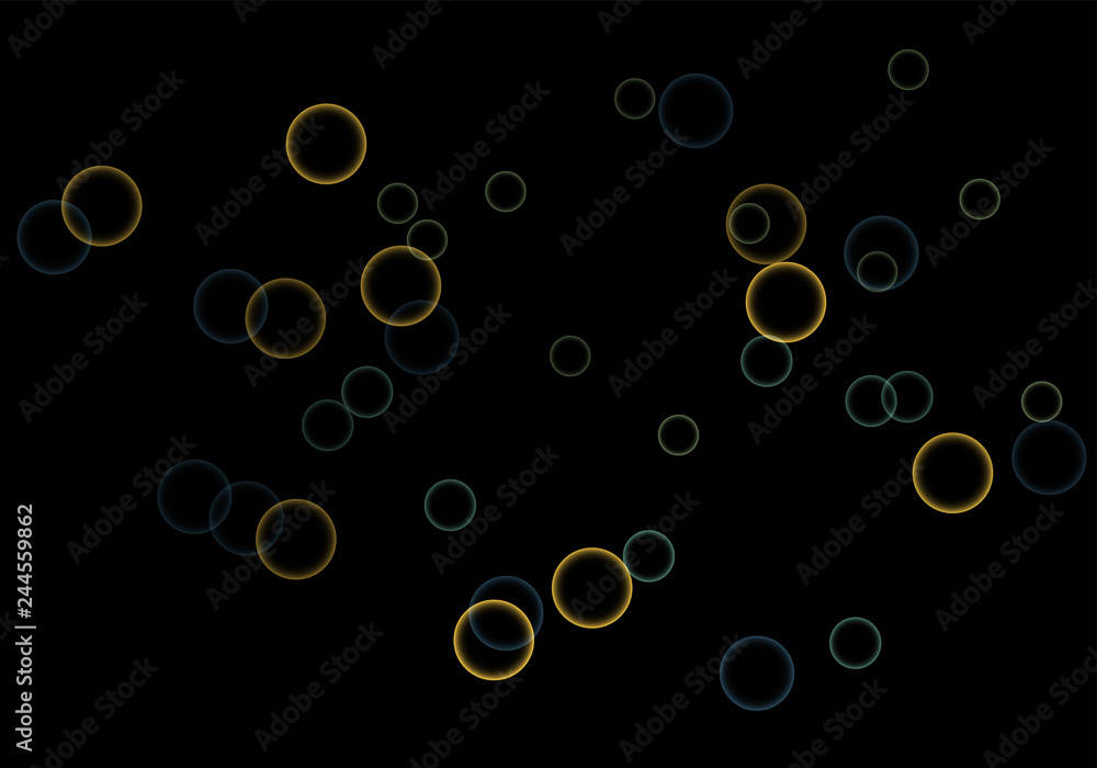Leinwandbilder Bokeh in abstract style on black background. Illuminated design. Vector abstract geometric background. Bright bokeh texture. Bokeh. Modern wallpaper. Vector holiday design.