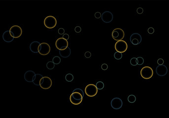 Bokeh in abstract style on black background. Illuminated design. Vector abstract geometric background. Bright bokeh texture. Bokeh. Modern wallpaper. Vector holiday design.