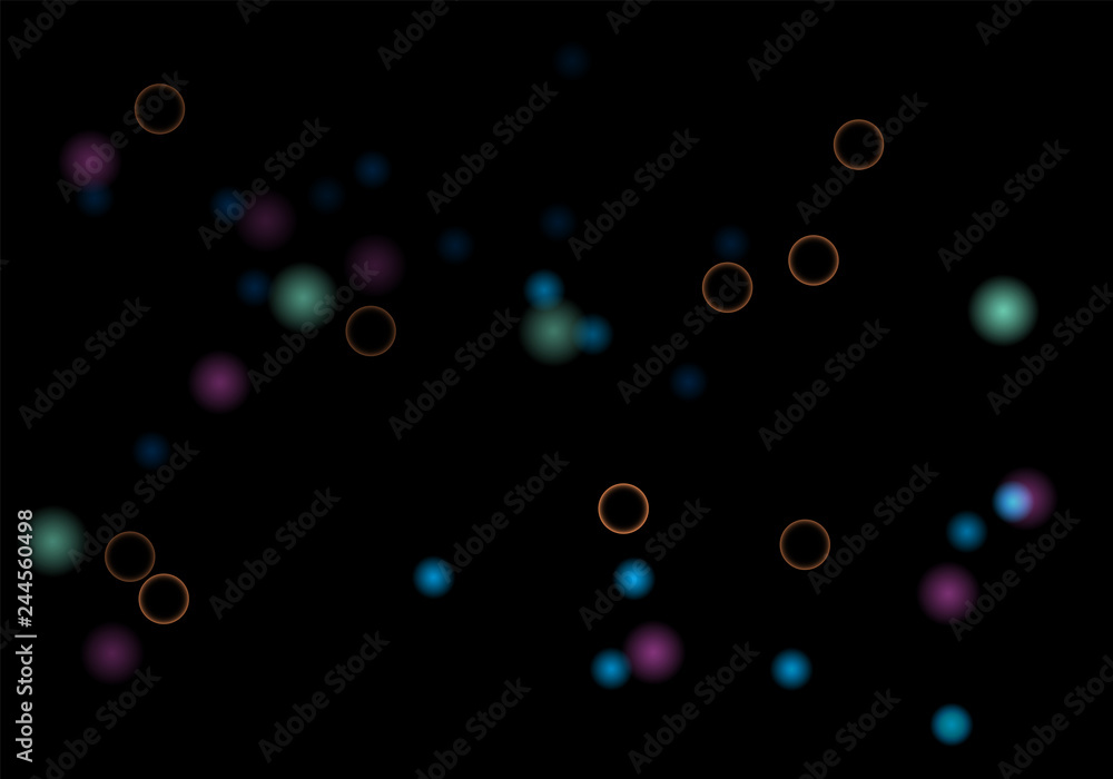 Leinwandbilder bokeh in abstract style on black background. illuminated design. vector abstract geometric backgroun