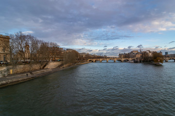 Fototapeta na wymiar Beautiful sunset above the Seine river, Paris, France.