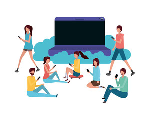 screen with people around avatar character