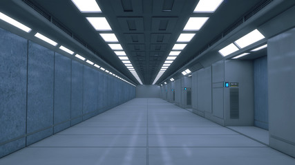 Obraz premium 3d render. Futuristic interior corridor architecture