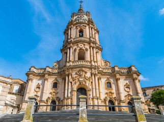 Fototapeta na wymiar Baroque cathedral of Saint Georges (Duomo of San Giorgio) in Modica, Ragusa province in Sicily, Italy