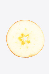 Apple slice on white background, closeup. Isolate.