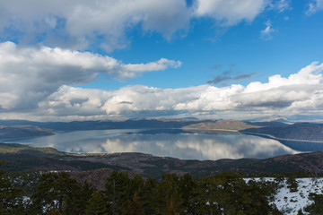 Aerial view of Lake Salda in the southern province of Burdur’s Yeşilova district has been reputed as “Turkey’s Maldives” in recent years for its white beach and clear water.