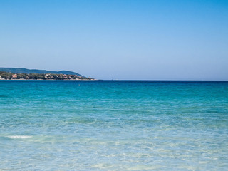 Blue water of Tyrrhenian sea in Vada, Tuscany, Italy.