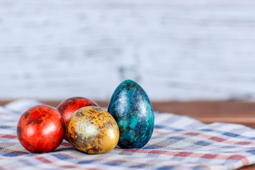 Easter eggs on wooden background