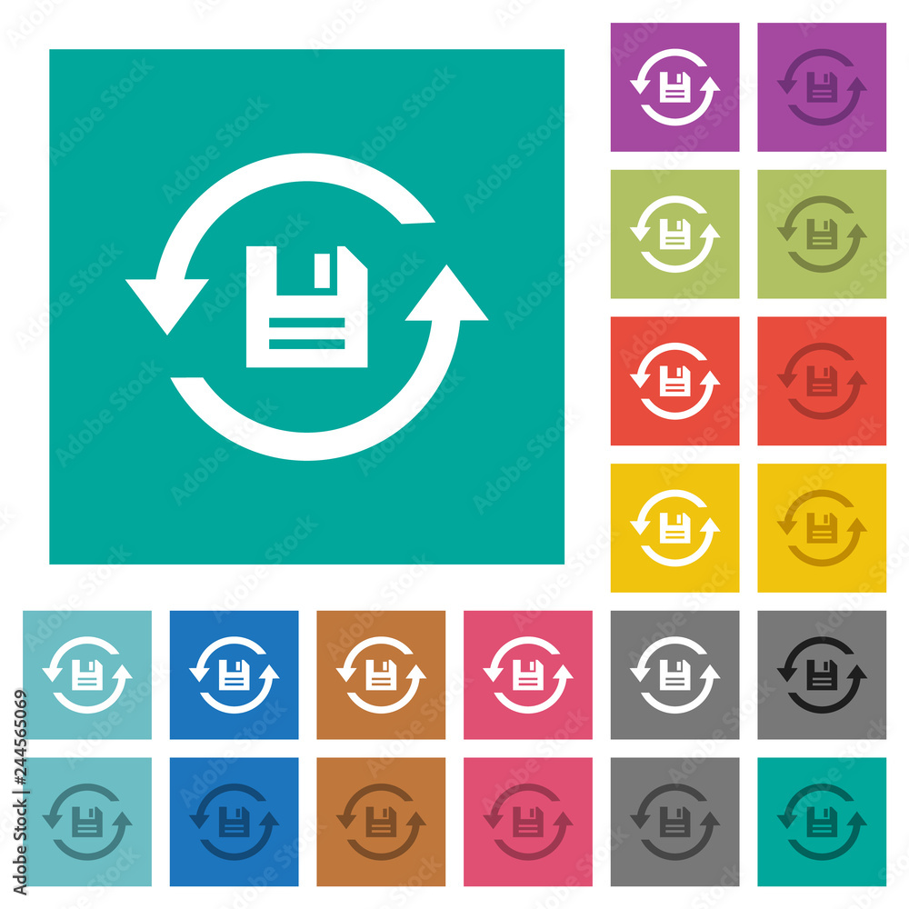 Poster daily backup square flat multi colored icons