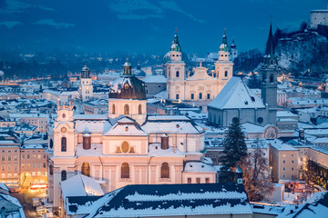 Salzburg at Christmas time in winter, Austria