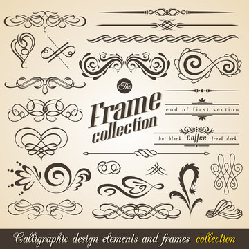 Calligraphic Design Elements and Frames. Vintage Collection. Vector.