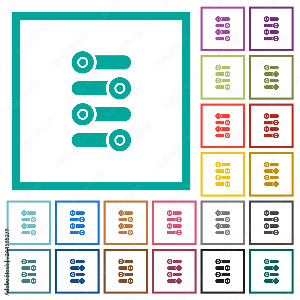 Poster fine tune flat color icons with quadrant frames