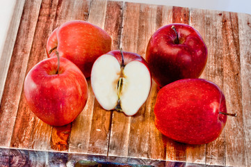 red and open apples, excellent for our health