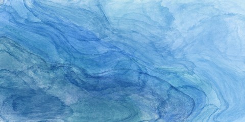 Fototapeta na wymiar Abstract watercolor paint background by light blue with liquid fluid texture for background, banner