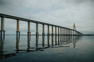 Reflection of the Rio Negro bridge, Manaus, Brasil