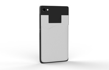 BLANK PHONE WALLET AND CARD HOLDER KIT. 3D RENDER ILLUSTRATION.