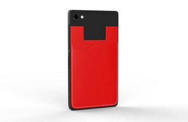 BLANK PHONE WALLET AND CARD HOLDER KIT. 3D RENDER ILLUSTRATION.