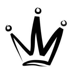 Hand drawn crown logo and icon on white, stock vector illustration © pukach2012