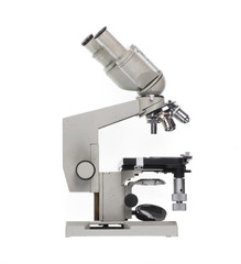scientific microscope on white isolated background