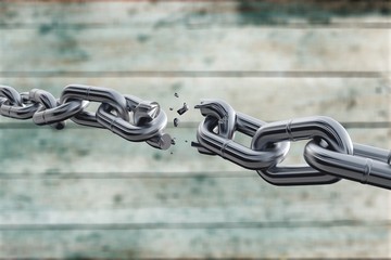 Broken metal chain on background