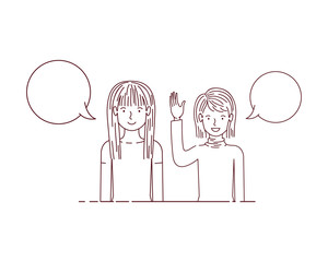 young women with speech bubble avatar character